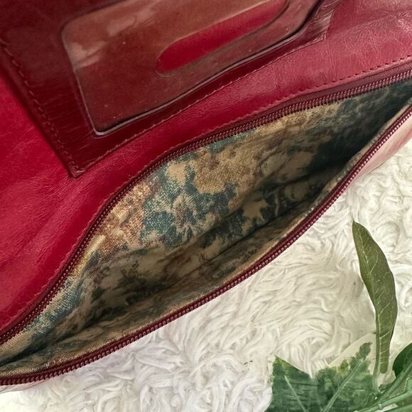 HOBO International Red Distressed Leather‎ Foldable Clutch Purse Bag - Picture 7 of 8